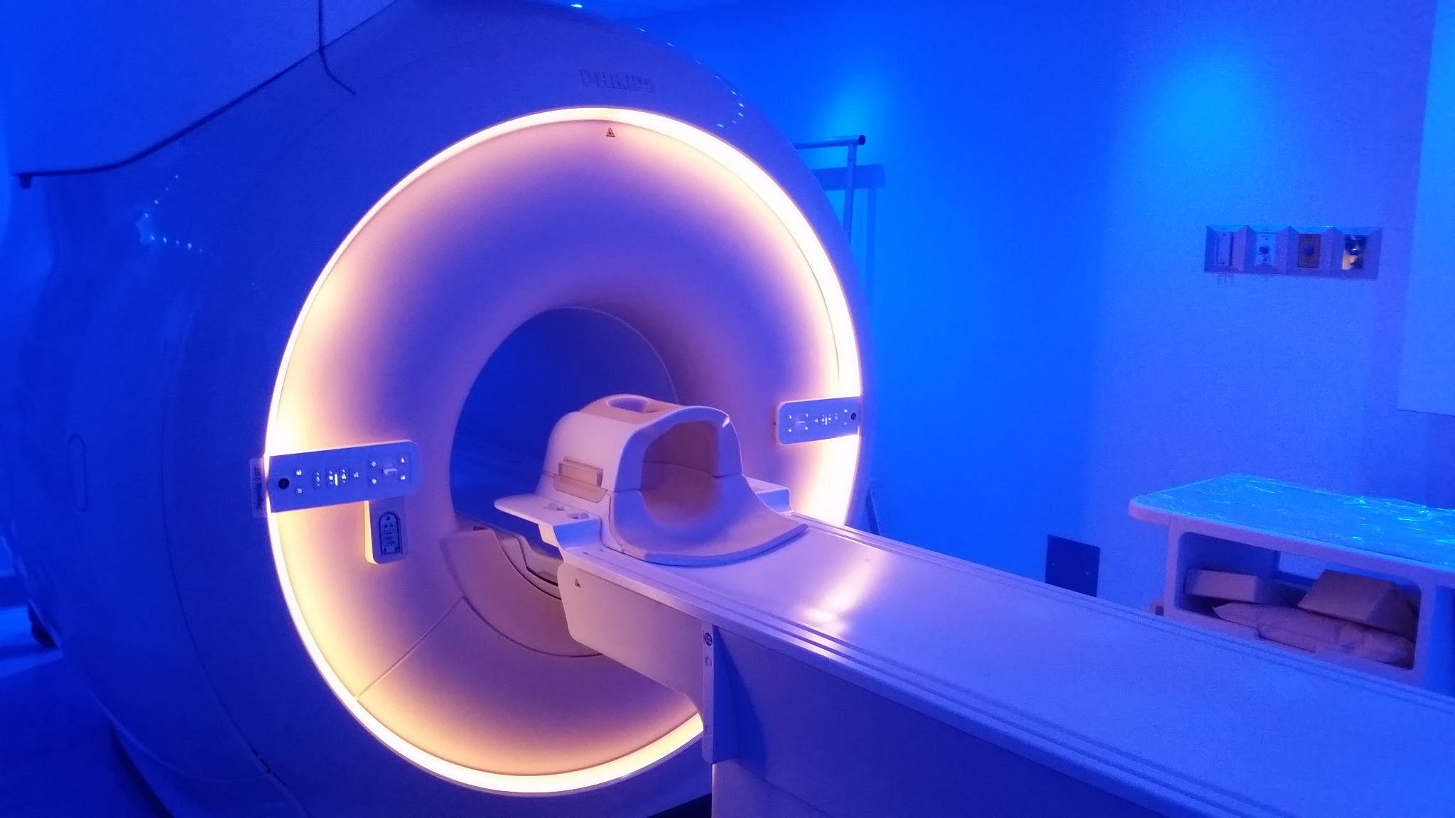 Illuminated Philips MRI scanner bore